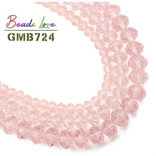 Wholesale Faceted Pink Glass Crystal Rondelle Round Spacer Loose Beads 4 6 8 10 12 MM Diy Bracelet Necklace For Jewelry Making
