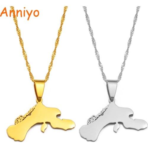Anniyo Bonaire and Little Bonaire Map Pendant Necklaces Jewelry #243221