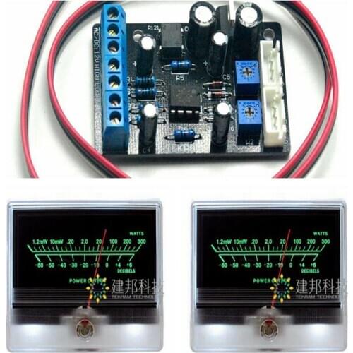 2pcs TN-90A VU Panel Meters DB Level Header Backlight w 1pc Power Driver Board