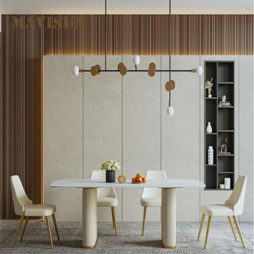 Rock Slab Dining Table Rectangular Light Luxury Post-Modern Small Apartment High-End Marble Dining Table And Chair Combination