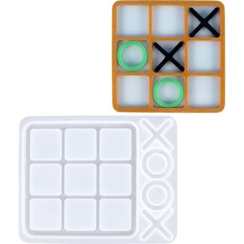 Tic Tac Toe Board Game Silicone Resin Mold DIY X O Chess Pieces Craft Kids Adult Table Game Gift Casting Tools Home Decoration