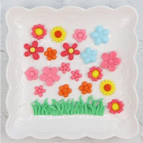 Floret series fondant silicone mold cup cake decoration diy baking grass flowers dry Pace mold