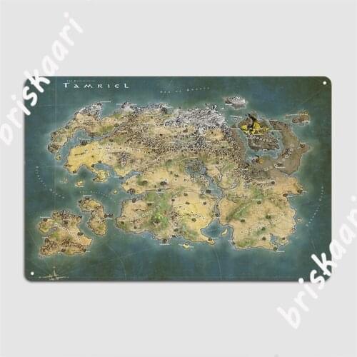 Tamriel Map Metal Signs Cinema Garage Wall Decor Party Retro Tin sign Posters
