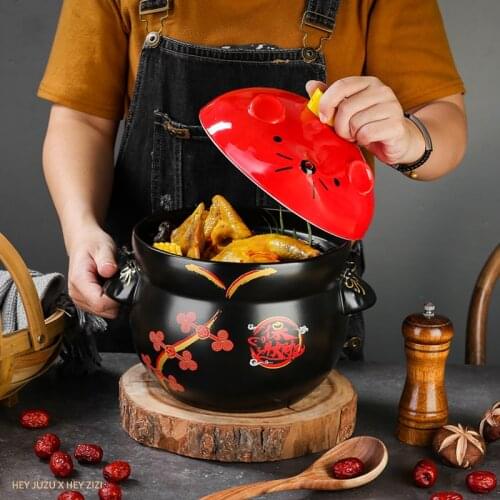 Mouse Pot High Temperature Resistant Ceramic Household Soup Casserole Chinese Style Gas Stew Open Fire Porridge Pote Vidro