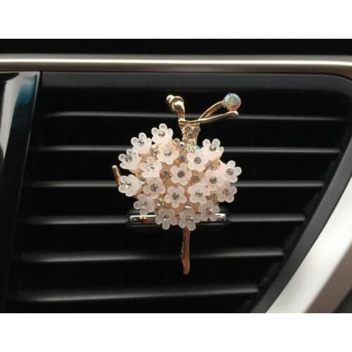 1 Pcs Car Air Vent Decoration Car Interior Decoration Rhinestone Ballet Girl Car Air Freshener Clip With Fragrance Cotton Pads