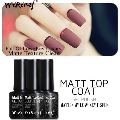 WiRinef Matt UV Gel Nail Polish Soak Off Semi Permanent Gel Varnish Lucky 8ml Clear Lacquer Matt Top Coat