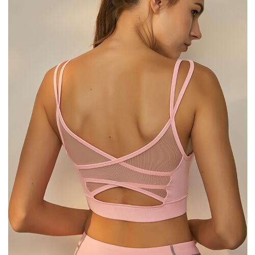 Zhangyunuo Sports Mesh Bra Top Sexy Yoga Bras Fitness Backless Active Wear Women Push Up Gym Workout Breathable Girls Tank Top