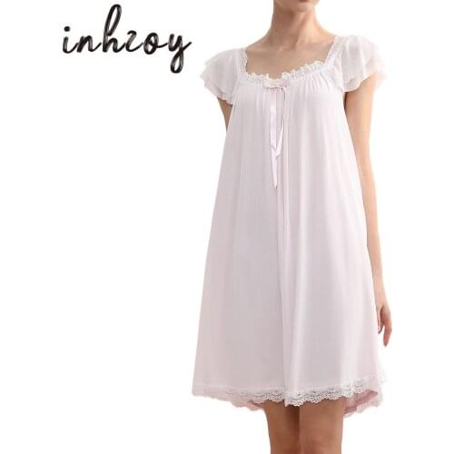 Women Victorian Lace Nightgown Vintage Sleeveless Sleep Dress Pajamas