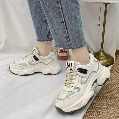 Spring autumn womens sneakers Low-top mesh breathable lightweight casual wild platform walking student womens shoes U21-96