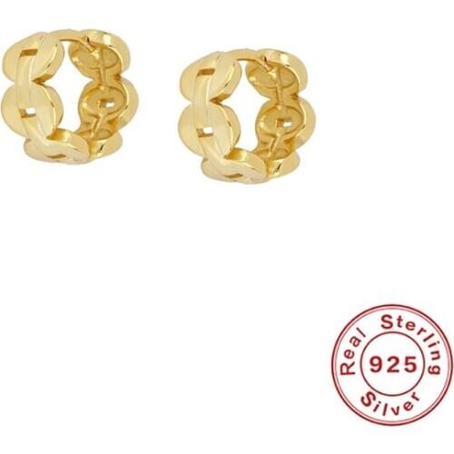 Aide 925 Sterling Silver Cute Coin Money String Hoop Earrings For Women Girls Small Circle Loop Earring Pendientes Oorbellen