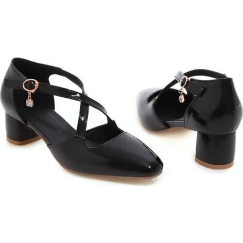 Big Size 11 12 13 14 15 16 17 ladies high heels women shoes woman pumps Squarehead Shallow mouth Thick with Single shoes