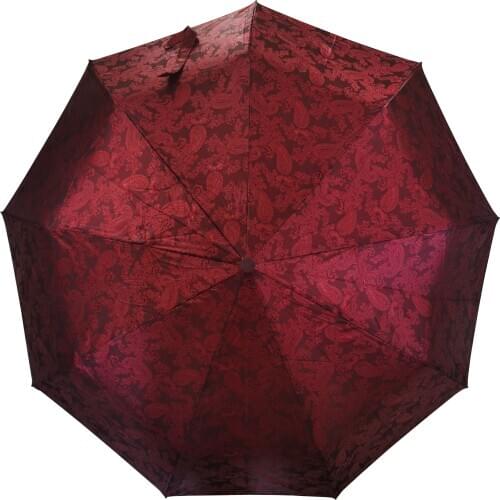 Automatic Зонт 23"9K Folding Umbrella Rain Women Satin Fabric Jacquard Pattern Strong Frame Waterproof Windproof Складной Зонтик
