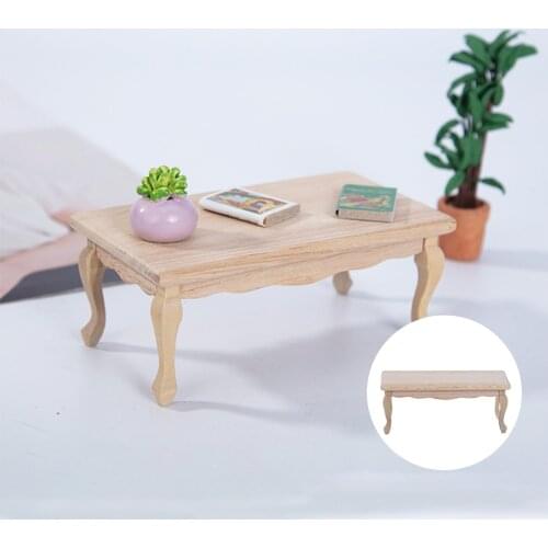 1/12 Dollhouse Miniature Mini Wooden Coffee Table Simulation End Table Furniture for Doll House Decoration Accessories