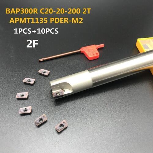 10PCS APMT1135 M2+1PCS 20mm milling cutter BAP300R C20-20-200-2T hard CNC milling cutter milling cutter carbide insert lathe cut