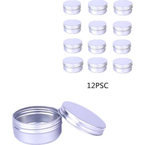 12Psc Small Jars For Cosmetics Spices Jar Candy Tea Aluminum Box Round Tin Storage Box Containers Sample Of Tin Jar 80ML