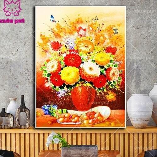 Diamond Painting Abstract oil painting vase Cross Stitch Diamond Embroidery 5D Decoration Full Square round Drill Handmade decor