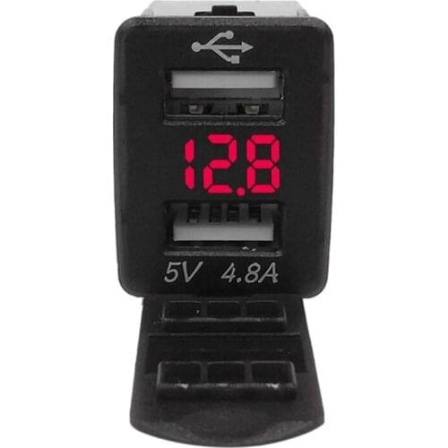 12V Dual USB Car Charger LED Voltmeter 4.8A Power Adapter for nissan Smart Phone