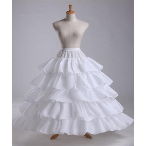 Ball Gown 5 Layers Skirts Supported Single 5 Steels Hard Net Lotus Elastic Petticoat Crinoline White Black Gothic