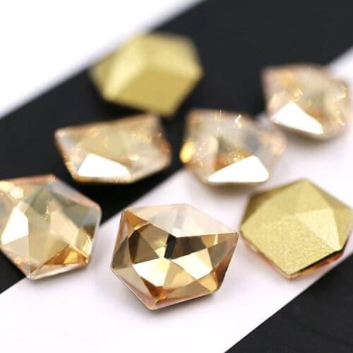 Free shipping pointback glue on glass rhinestones K9 Ice shape Champagne crysyal rhinestones diy wedding dress Accessories