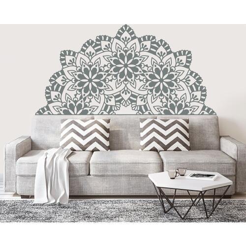 Bohemian Mandala wall decal for yoga studio decor Vinyl headboard Wall decals half mandala For Home bedroom decoration Z802