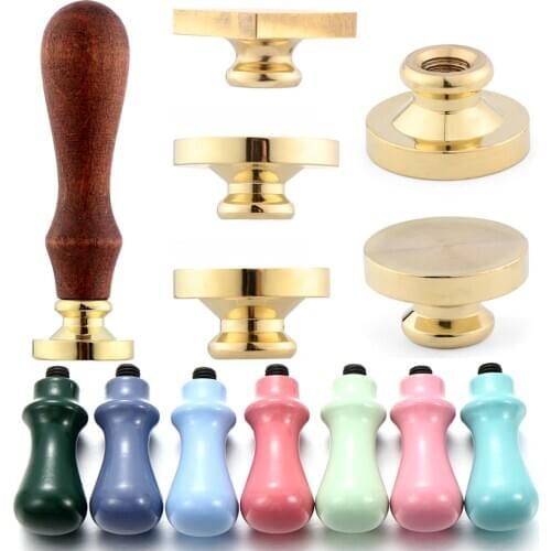 Wood Handle Wax Sealing Stamp Macaron Color Handles Wedding Invitation Christmas Card Envelope Seal Home DIY Crafts Accessories