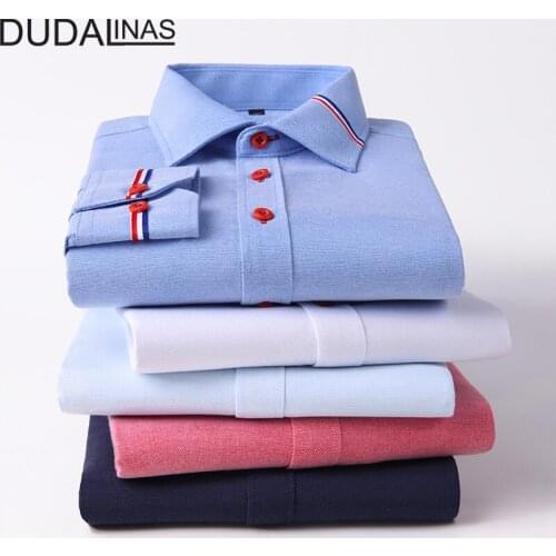 Dudalinas Fashion Brand Clothing Mens Long Sleeve Shirt 2020 Slim Fit Shirt M-5XL Casual Shirt Men Clothes Oxford Decoration
