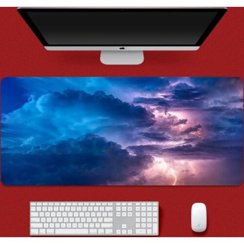 Big Mouse Pad Is The Best-selling Game Night Sky Lightning Blue Wear-resistant Edge PC Laptop Office Supplies Rubber Silicone