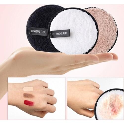 3 Colors Reusable Makeup Remover Pads Cotton Wipes Microfiber Make Up Removal Sponge Double Layer Cotton Cleaning Pads Tool