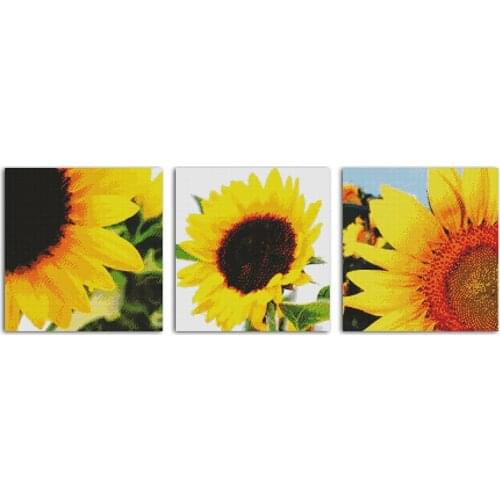 Triptych sunflower cross stitch kit flower 18ct 14ct 11ct count printed canvas stitching embroidery DIY handmade needlework