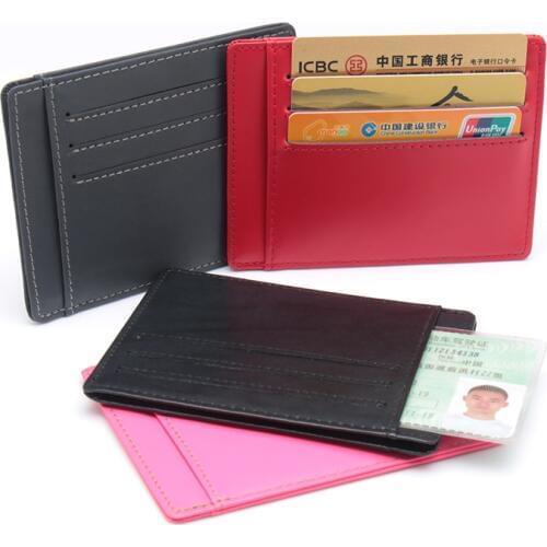 Genuine LeatherBrand Cards Wallets Card Holder Black Portable One Card Holder Wallet Purse (custom available)