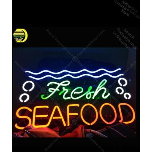 Neon Sign for Fresh Seafood Neon Bulb sign shop Display handcraft glass Shopping Hall Sign Outdoor a Frame Sign Pet Shop Sign