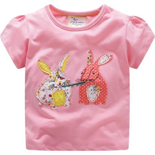 2019 New short sleeve sport t-shirt for girls birthday t-shirt s for girls applique cartoon sweet 2019 summer children tshirts