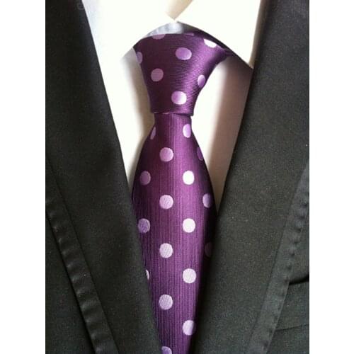 New Design Men Polka Dots Ties Purple Spots Necktie Cravat