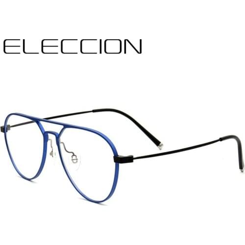 ELECCION Titanium Aluminum Double Beam Glasses Frame Men Ultralight 2020 New Pilot Optical Myopia Prescription Eyeglasses Women