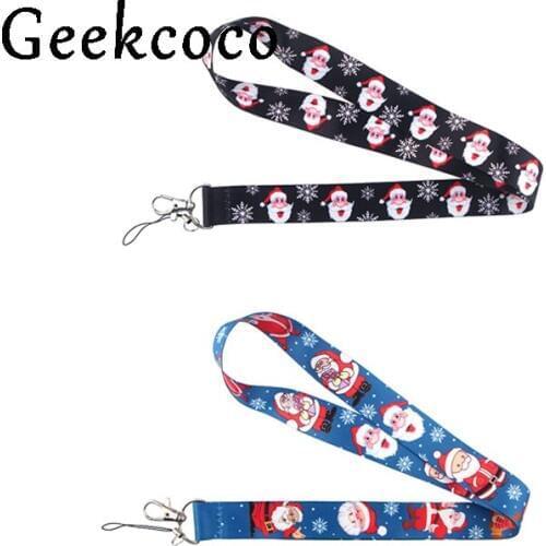 Christmas theme Lanyard phone strap fabric holder necklace accessory for key neck straps id badge holders webbing ribbon J0680