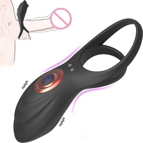 Silicone Vibrating Penis Ring Waterproof Dual Cock Ring Vibrator Male Longer Harder Stronger Erection Enhancing Sex Toy for Man