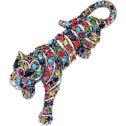 Cute Pins Brooches Tiger Brooch Rhinestone Animal Women Jewelry Safety Pin Metal Broach Broch Brosche 2021 Brooch Jewelry Luxury