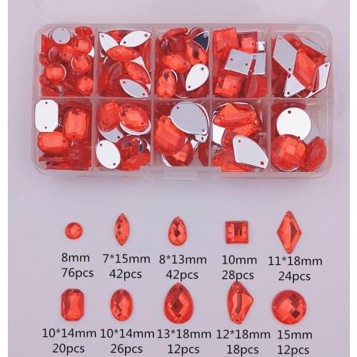 Multi-colors 10 Grids/Box 300pcs Acrylic crystal Flat Bottom Multi-size Sew On Rhinestones For DIY Wedding Dress