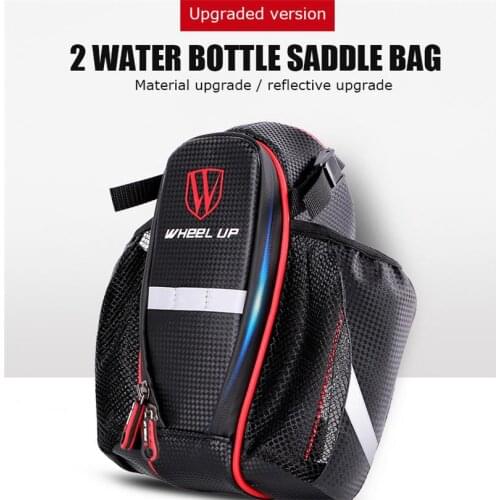 WHEEL UP Bicycle Saddle Bag with Double Water Bottle Pouch Holders Waterproof Bike Seatpost Bags Cycling Equipment 260x100x88mm