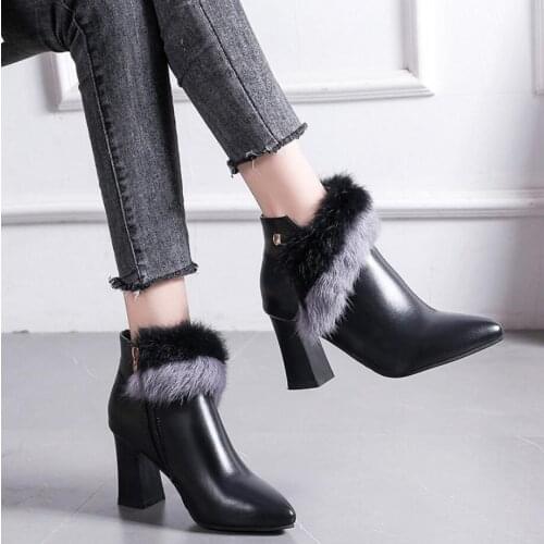 Shoes Women Anklet Boots Comfortable Chunky Heels Martin Boots For Woman Autumn Female Keep Warm Botas De Mujer Tacones Mujer