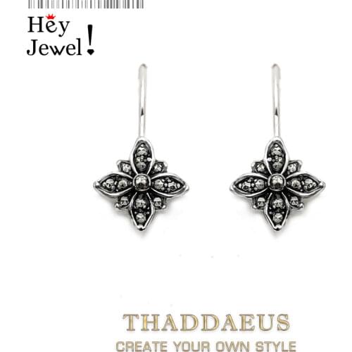 Drop Earrings Marcasite Star Flower Trendy Gift For Women High Quality Earring Europe Style Silver Zirconia Fashion Jewelry