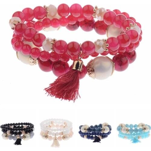 NUNCAD Sweet Girl Anti Pearl Agate Multi-layer Tassel Bracelet Beaded Bracelet Women Jewelry Wholesale Good Quality