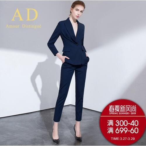 Womens office suits set professional female business lady suit plus size navy blazer pant designer tailor made 2019 free ship