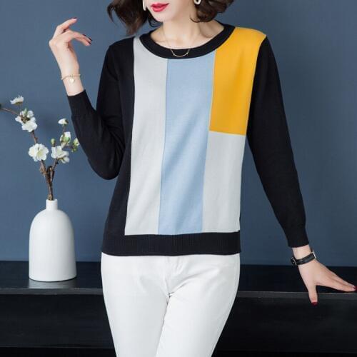 Women Pullover Sweater Ladies Spring Autumn Loose Large Size Round Collar Jumper Top Long Sleeve Casual Knitted Sweaters H9343