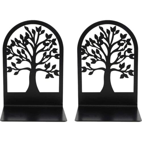 1 Pair Metal Fashion Bookends Book Ends Tree Shaped Non-Skip Metal Book Shelf Office Home Decor Shelf Bookshelf For Book,DVDs