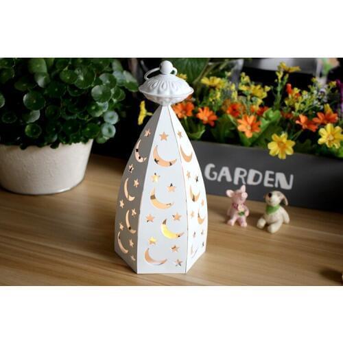 1PC European Moon Star Wedding Decorations Iron Hollow Candlestick Craft Iron Candle Holder artesanato MK 011
