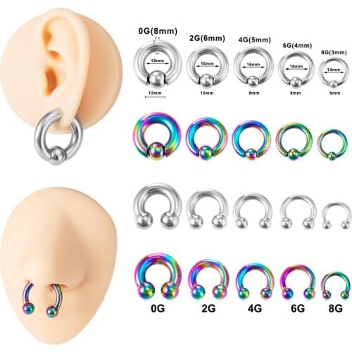 1PC New 0G-8G CBR PA Septum Piercing Jewelry Surgical Steel Ear Gauge Circular Barbells Ear Piercing Weights Stretcher Expander