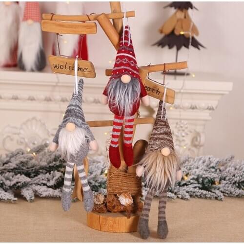 1PC Christmas Pendant Cute Santa Claus Plush Doll Christmas Tree Hanging Ornament Faceless Doll For DIY New Year Xmas Home Decor