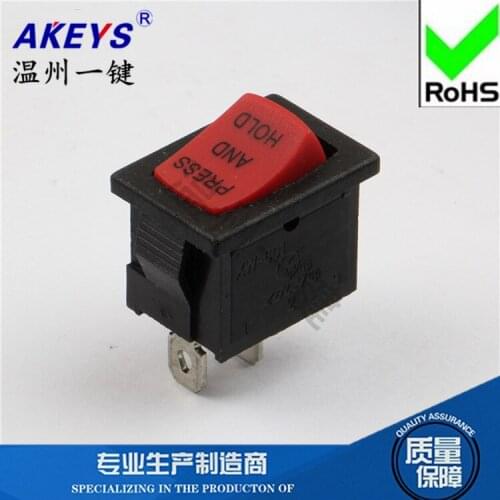 10pcs KCD1-106B-2P Red English Rocker switch Rocker reset KCD1-101 Copper feet 2 feet second gear