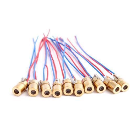 10PCS 3V 650nm 5mW Adjustable Laser Dot Diode Module Red Copper Head laser pointer